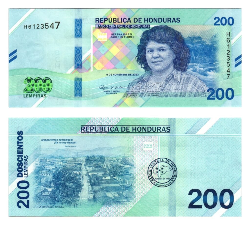 HONDURAS 200 lempiras 2023 / Bertha Isabel Cáceres Flores / UNC