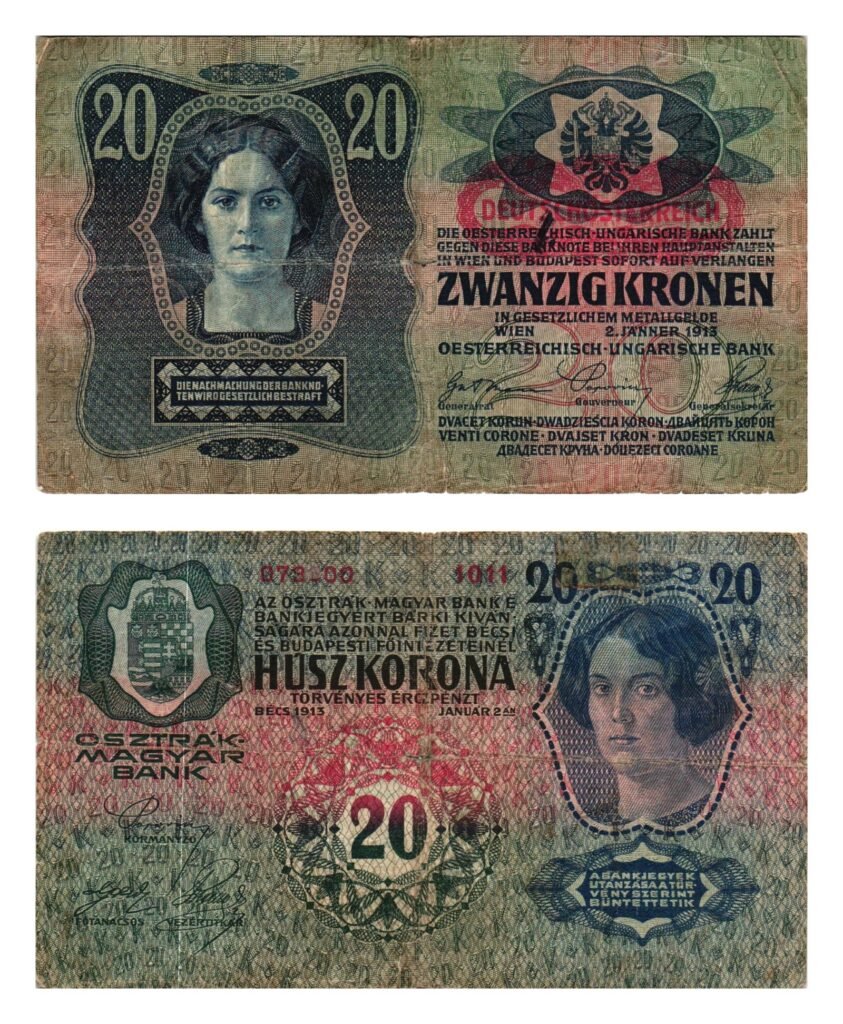 AUSTRIJA 20 kruna b.d. (1919) / pretisak Deutschösterreich / VF-