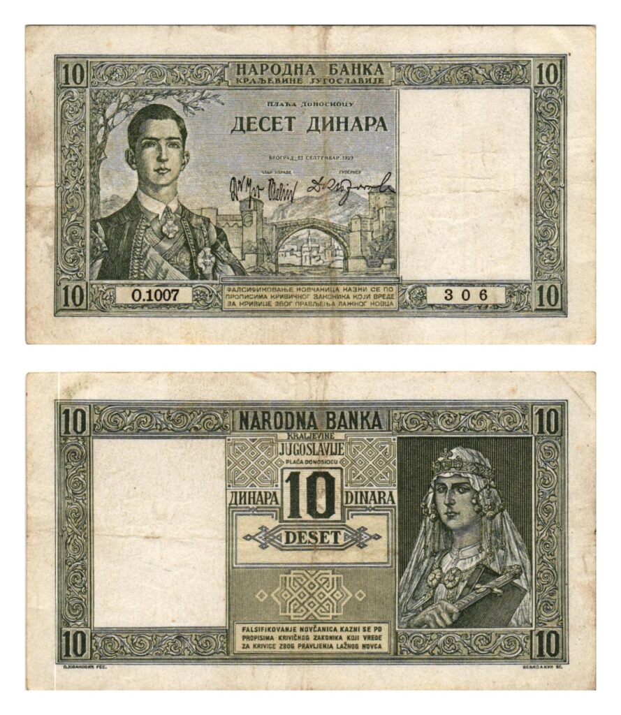 YUGOSLAVIA 10 dinara 1939 VF-