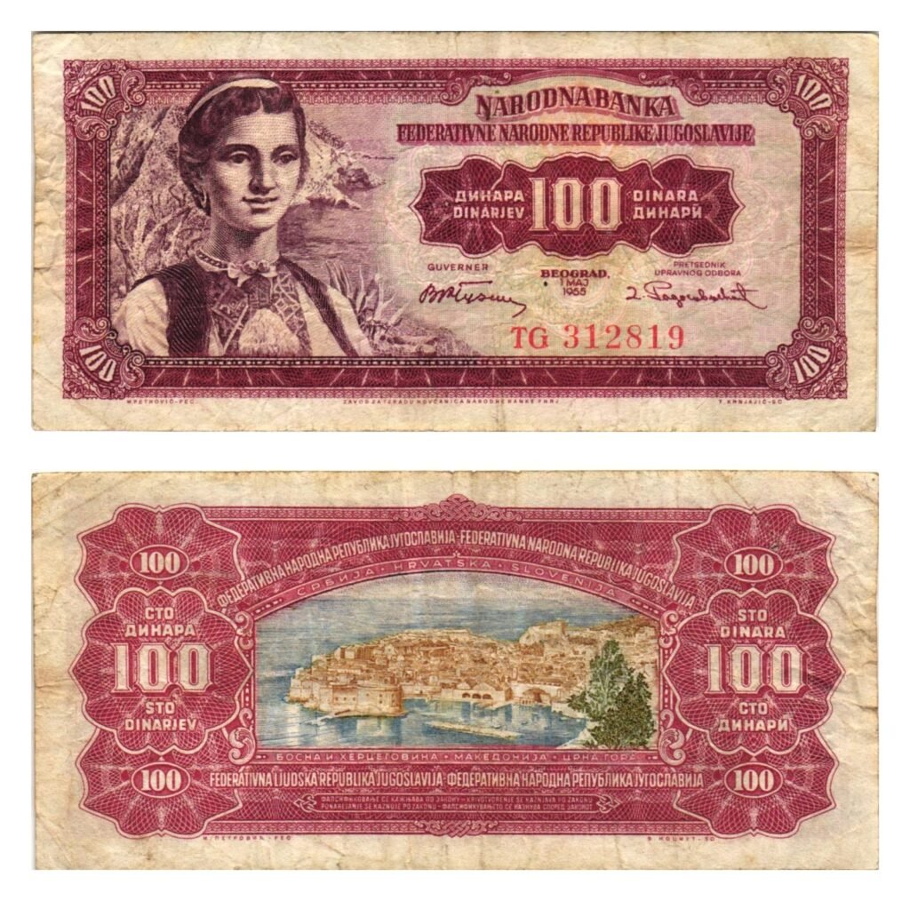YUGOSLAVIA 100 dinara 1955 / Dubrovnik / VF