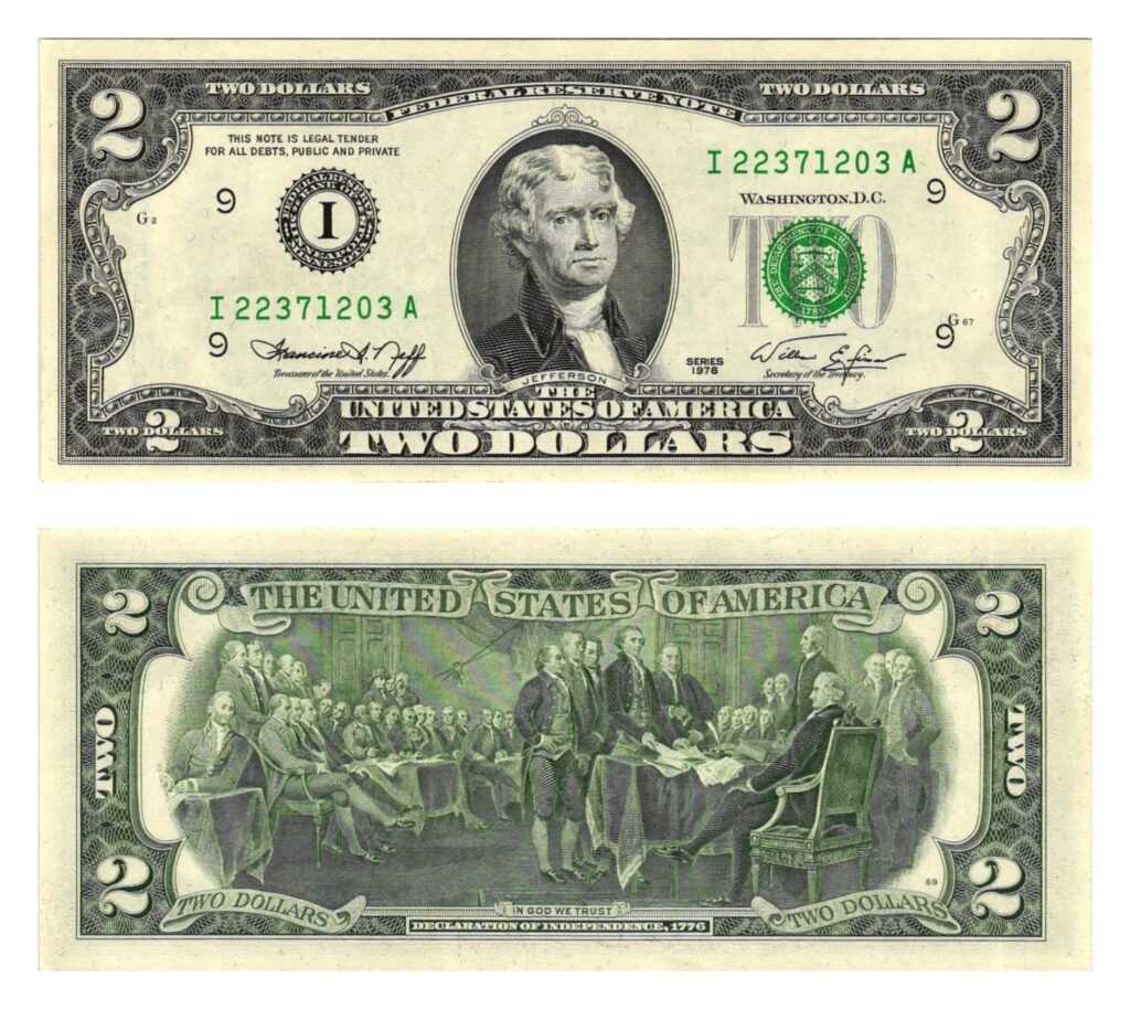 UNITED STATES OF AMERICA 2 dollars 1976 / Letter I / Minneanapolis / Minnesota / XF+
