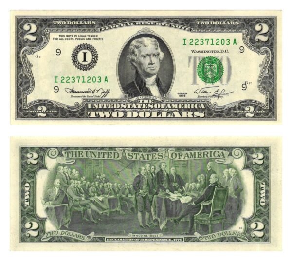 UNITED STATES OF AMERICA 2 dollars 1976 / Letter I / Minneanapolis / Minnesota / XF+