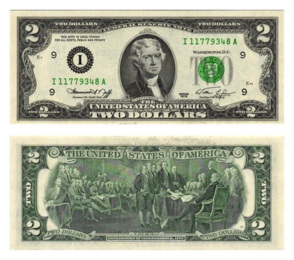 UNITED STATES OF AMERICA 2 dollars 1976 / Letter I / Minneanapolis / Minnesota / XF+