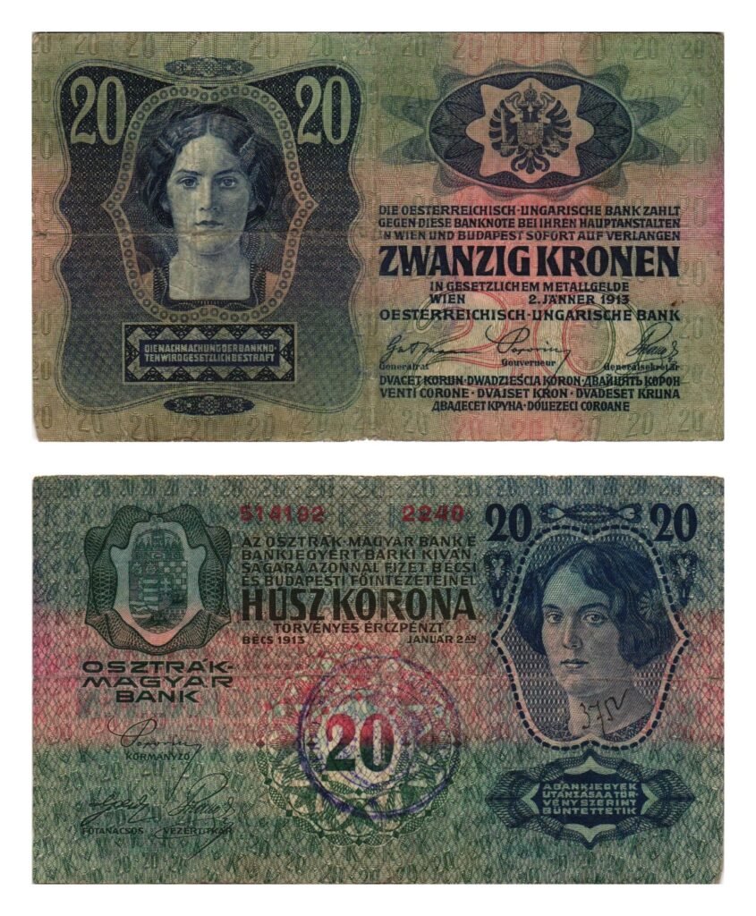 CROATIA 20 kronen ND(1919) / unreadable circular seal / VF