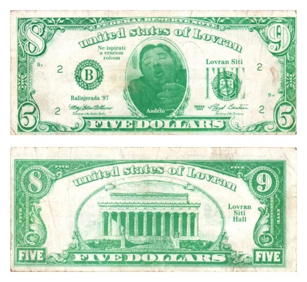 CROATIA 5 dollars 1993 / United Stes of Lovran / souvenir issue / Balinjerada 1997 / VF