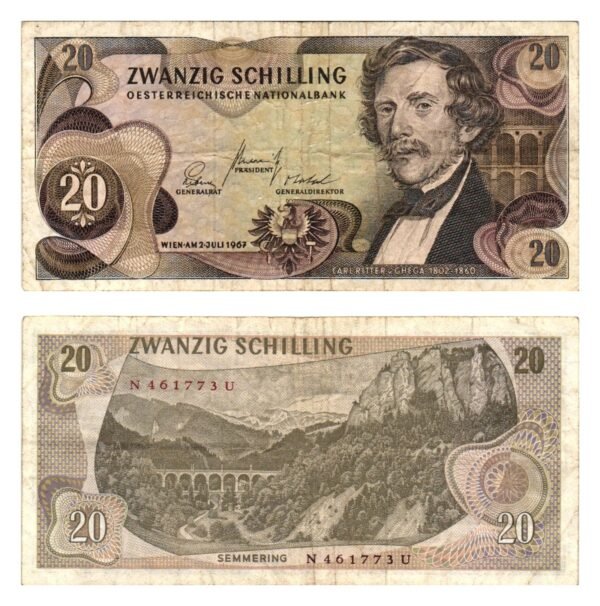 AUSTRIA 20 schilling 1967 VF