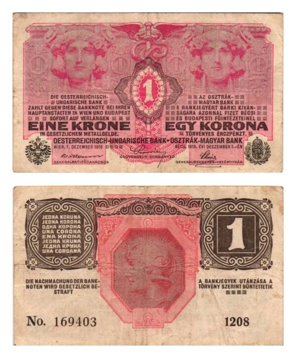 AUSTRIA 1 krone 1916 VF