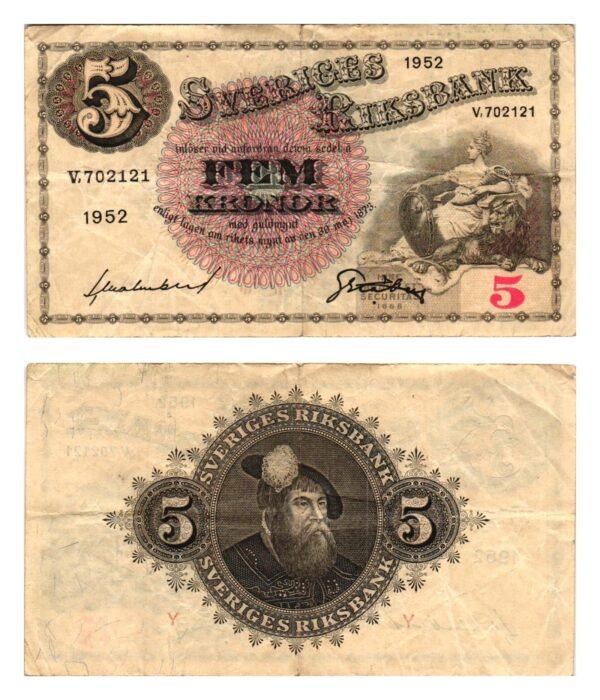 SWEDEN 5 kronor 1952 VF