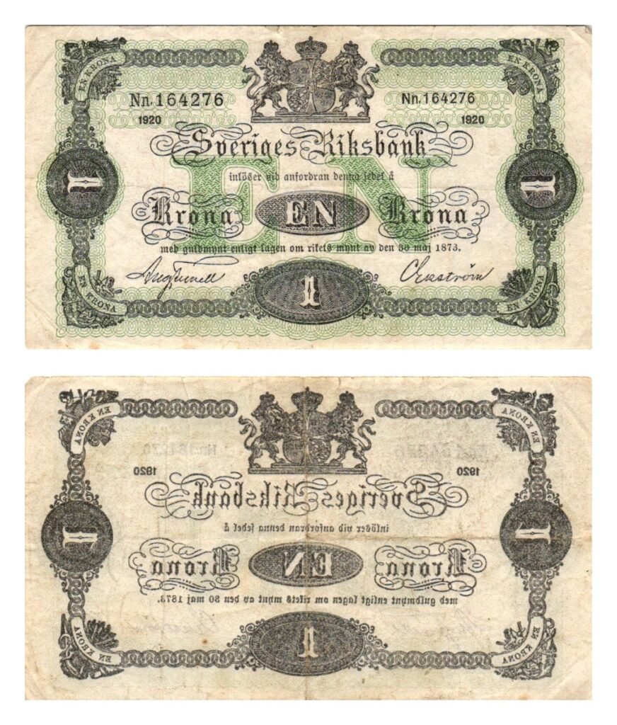 SWEDEN 1 krona 1920 VF