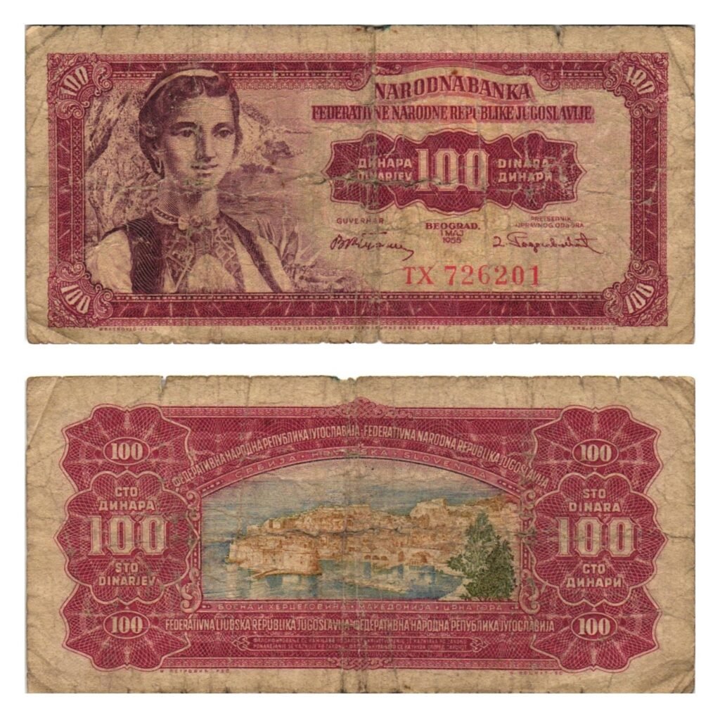 YUGOSLAVIA 100 dinara 1955 / Dubrovnik / F