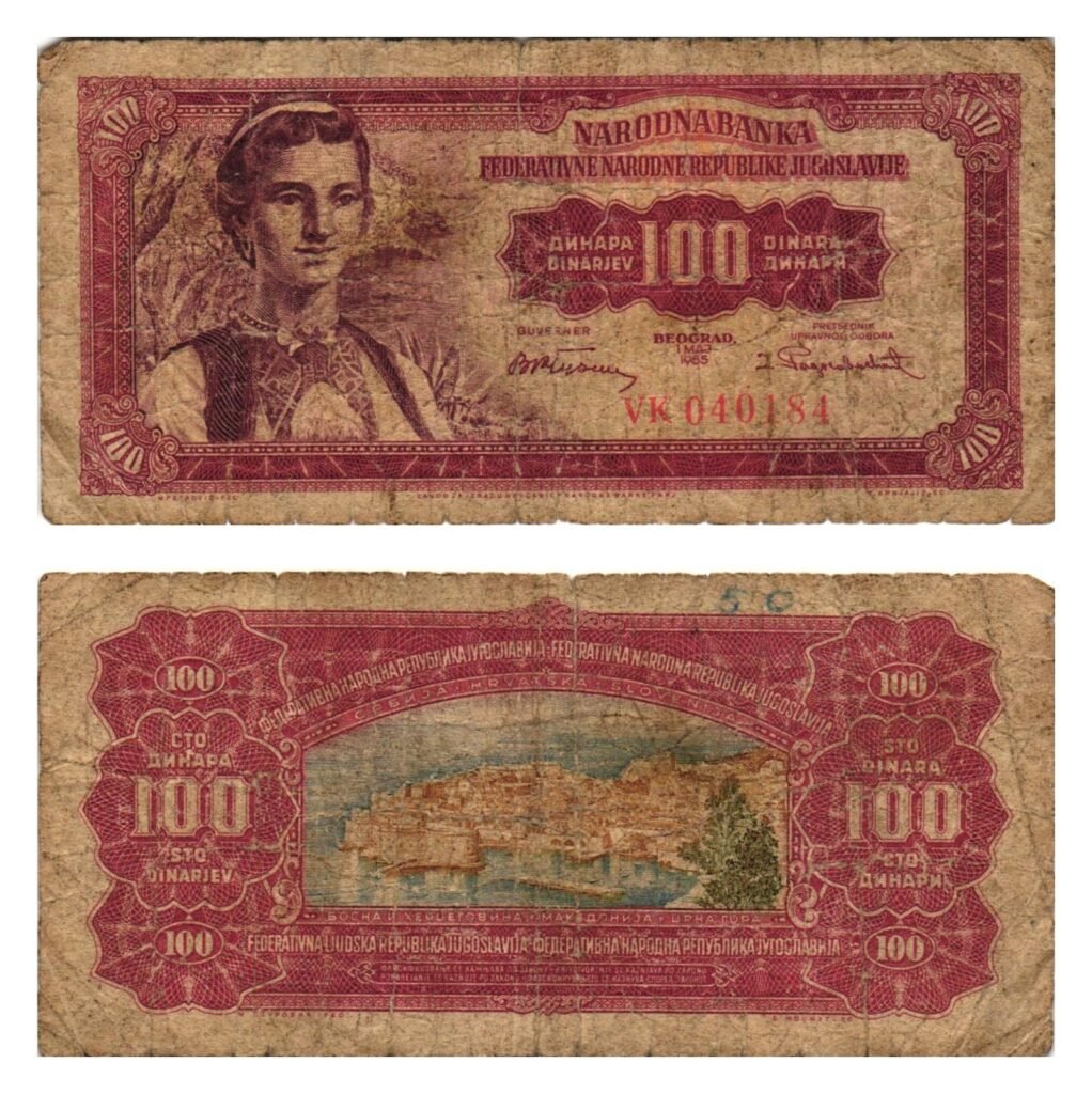 YUGOSLAVIA 100 dinara 1955 / Dubrovnik / F