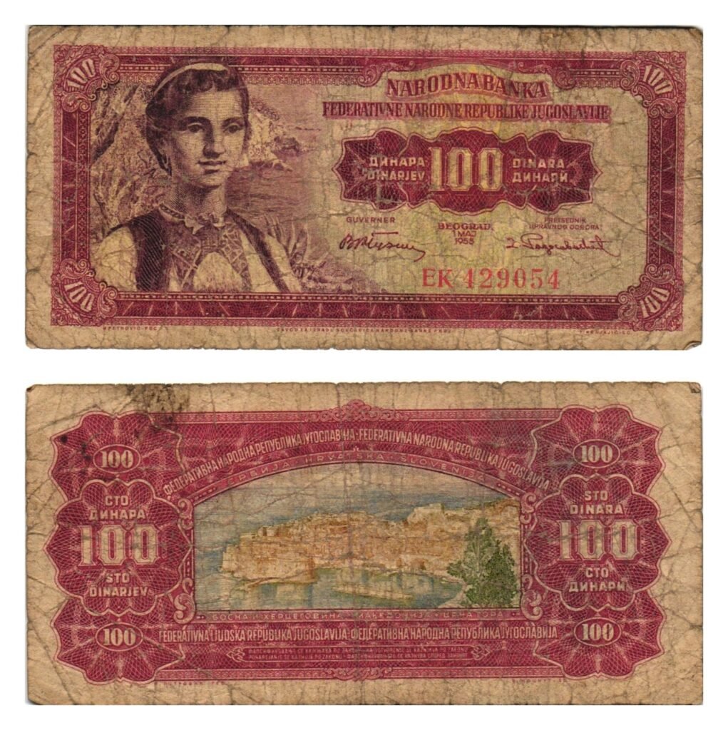 YUGOSLAVIA 100 dinara 1955 / Dubrovnik / F