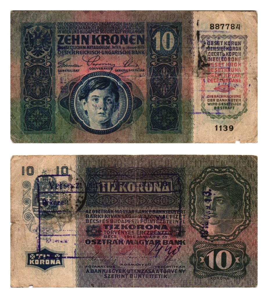 ROMANIA 10 kronen ND(1919) / With both Romanian and Hungarian seals / F