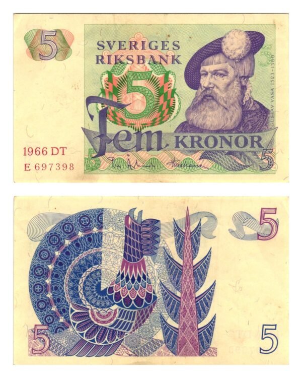 SWEDEN 5 kronor 1966 VF+