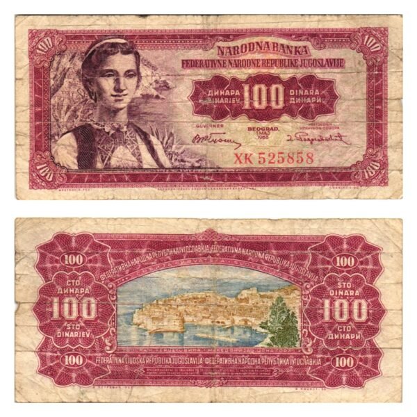 YUGOSLAVIA 100 dinara 1955 / Dubrovnik / VF-