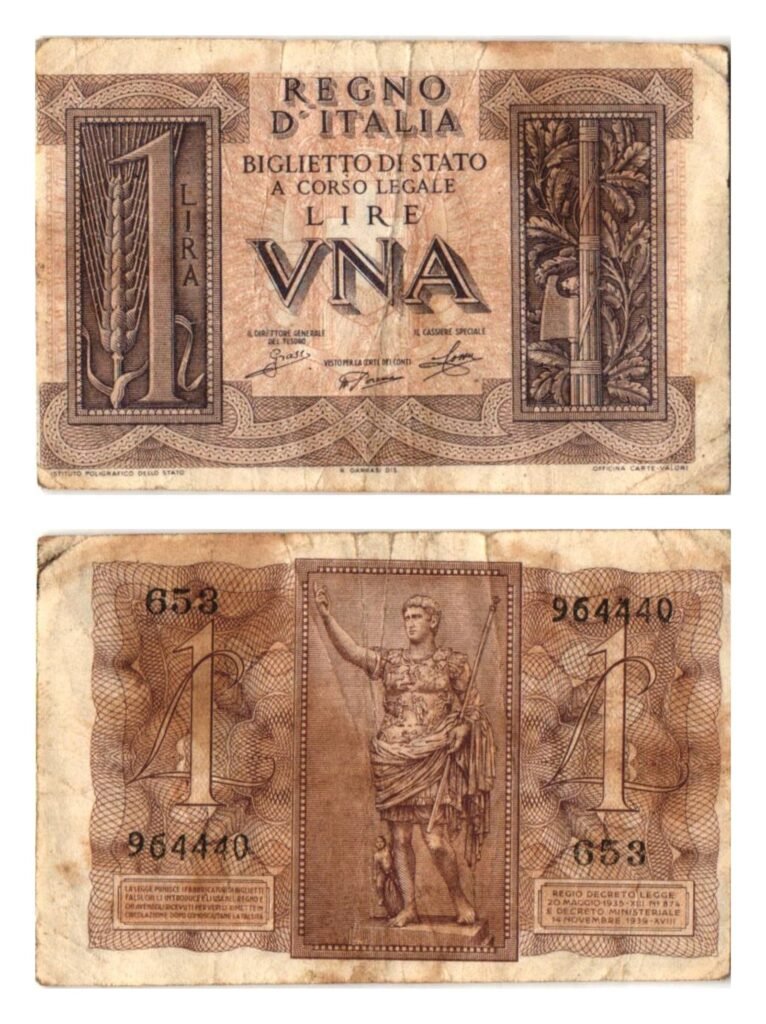 ITALY 1 lira 1939 VF-
