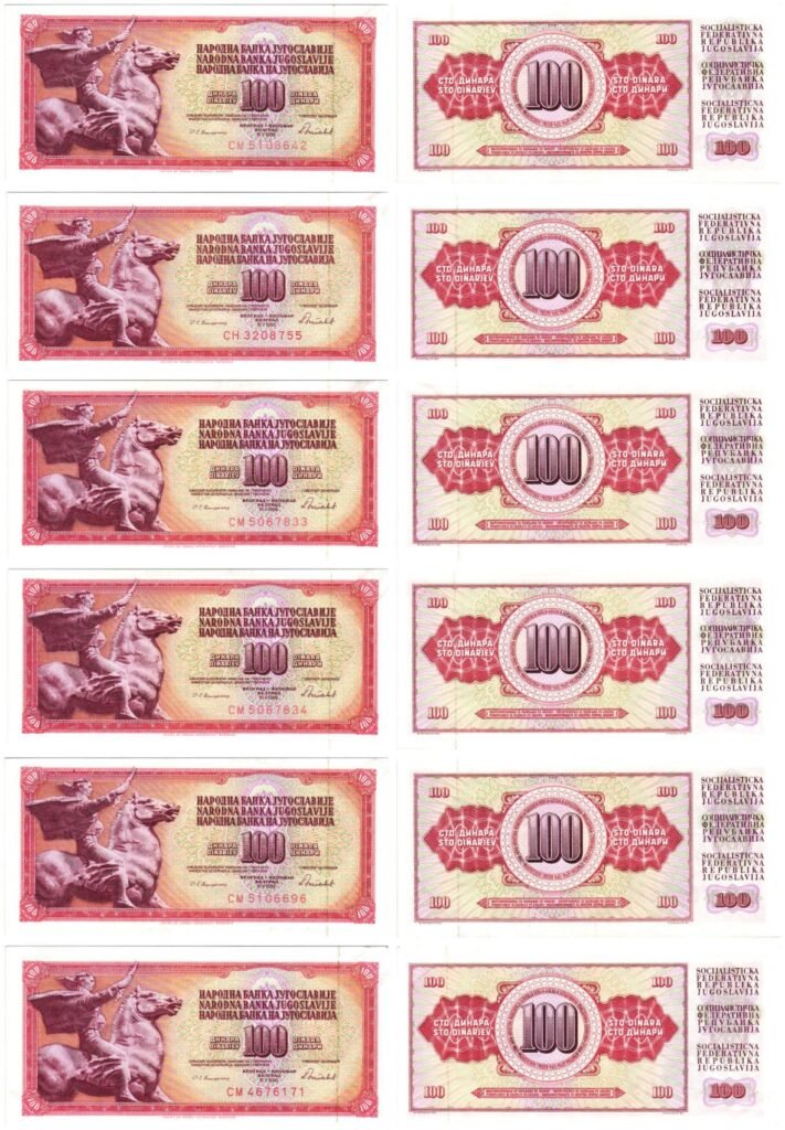 YUGOSLAVIA 100 dinara banknotes lot / 6 pcs. / higher grades