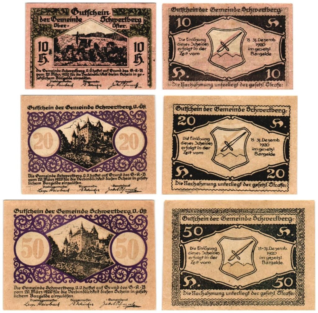 AUSTRIA Schwertberg 1920 local banknotes lot / Notgeld / 3 pcs.