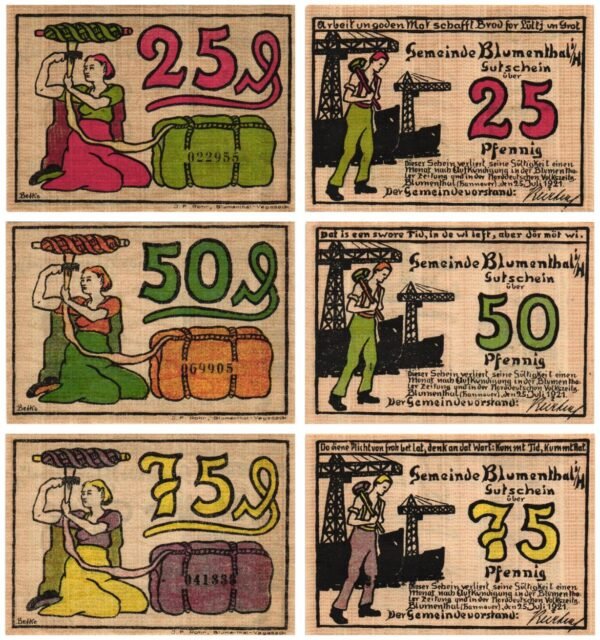 GERMANY Blumenthal 1921 local banknotes lot / Notgeld / 3 pcs.