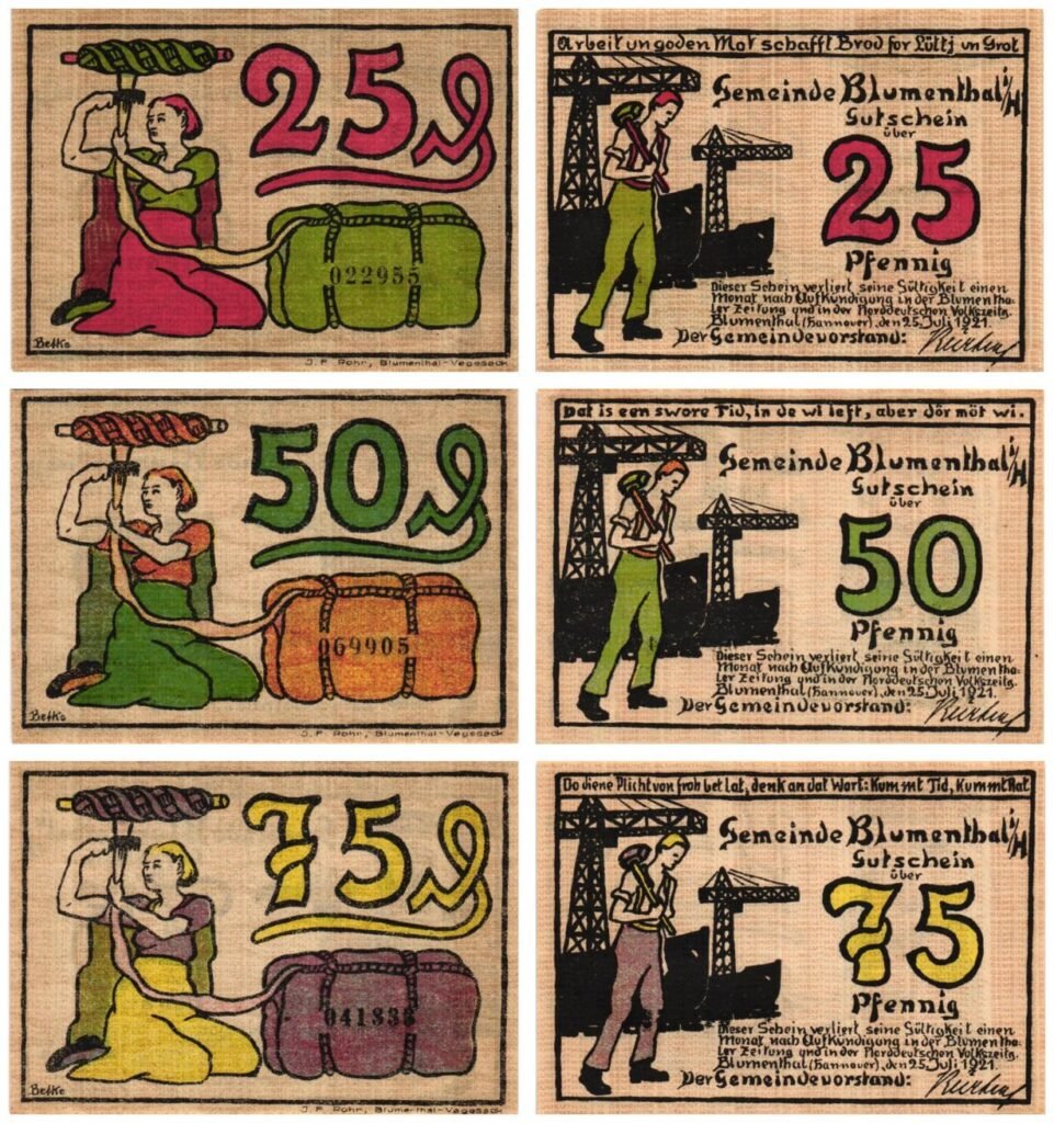 GERMANY Blumenthal 1921 local banknotes lot / Notgeld / 3 pcs.