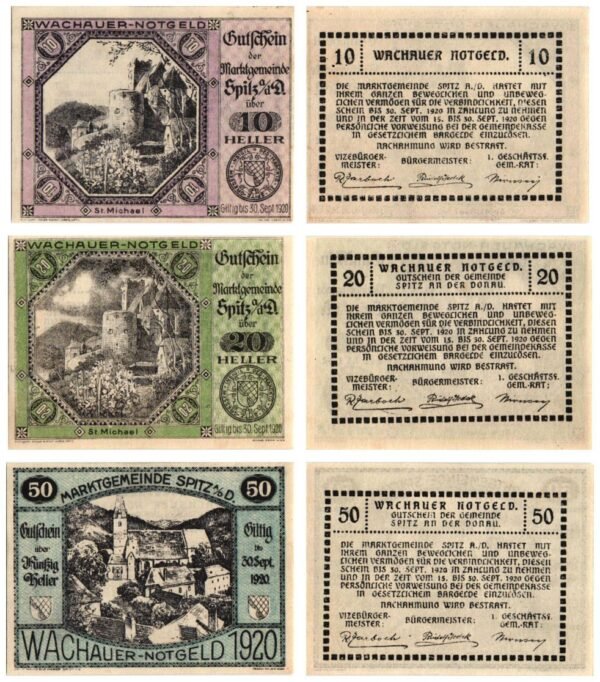 AUSTRIA St. Michael 1920 local banknotes lot / Notgeld / 3 pcs.