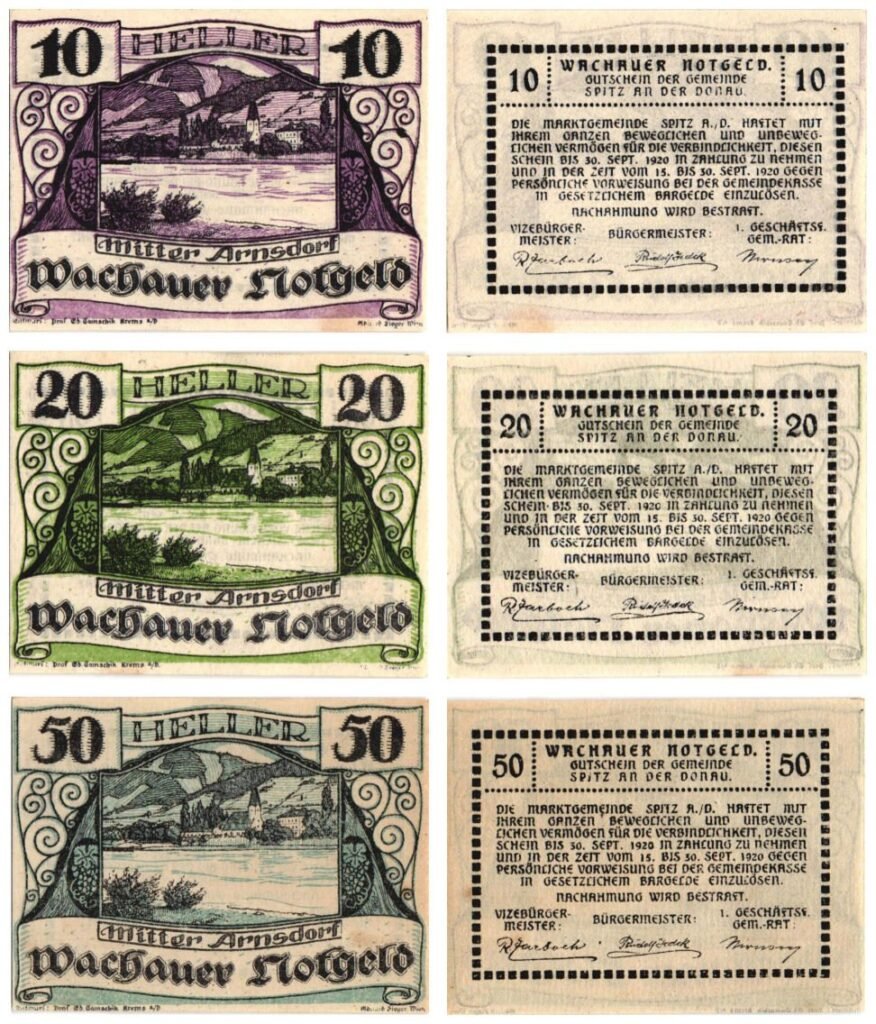 AUSTRIA Mitter Arnsdorf 1920 local banknotes lot / Notgeld / 3 pcs.
