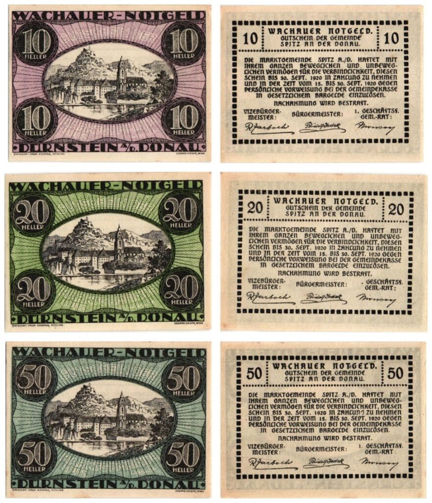 AUSTRIA Dürnstein 1920 local banknotes lot / Notgeld / 3 pcs.