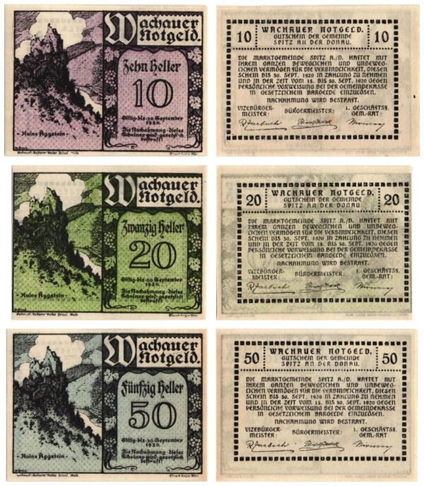 AUSTRIA Ruine Aggstein 1920 local banknotes lot / Notgeld / 3 pcs.