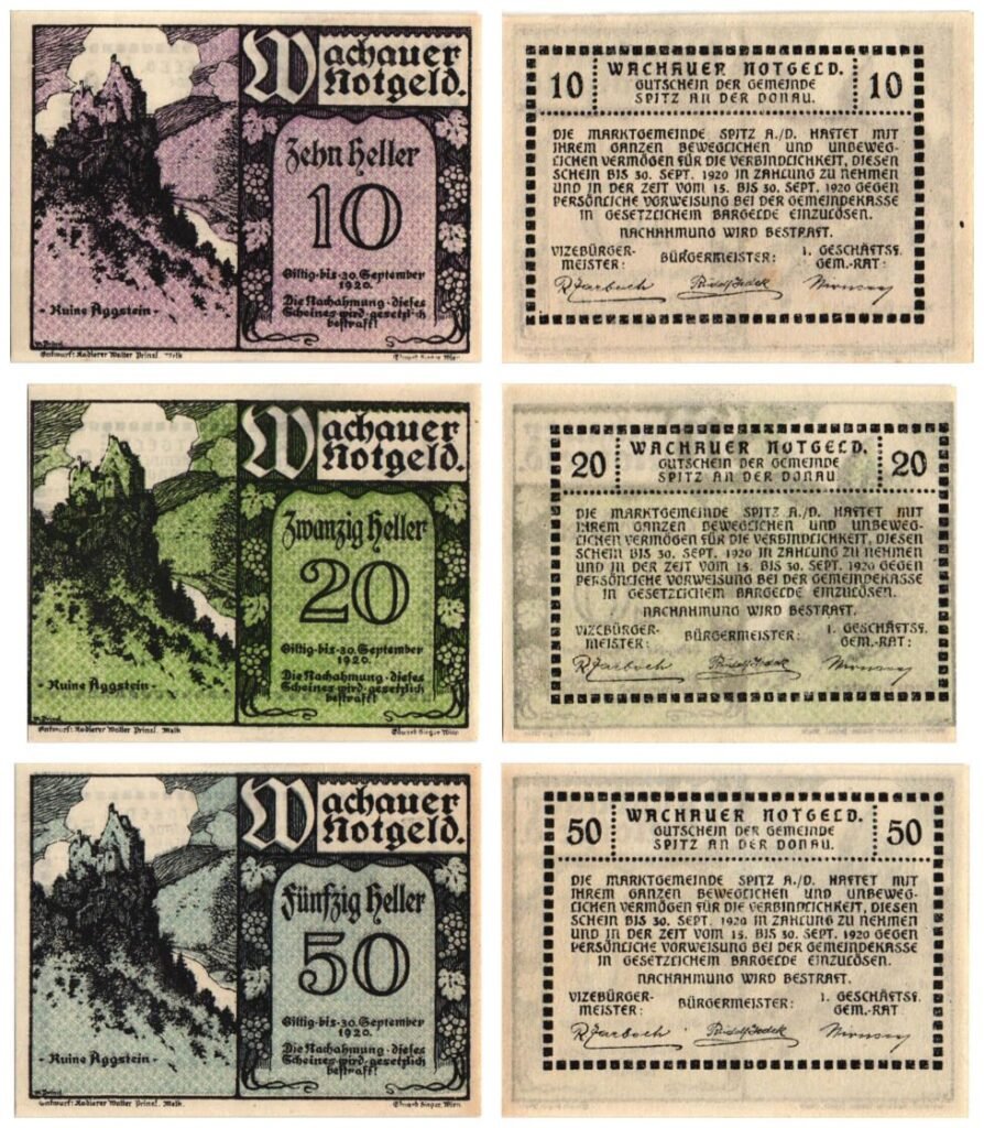 AUSTRIA Ruine Aggstein 1920 local banknotes lot / Notgeld / 3 pcs.