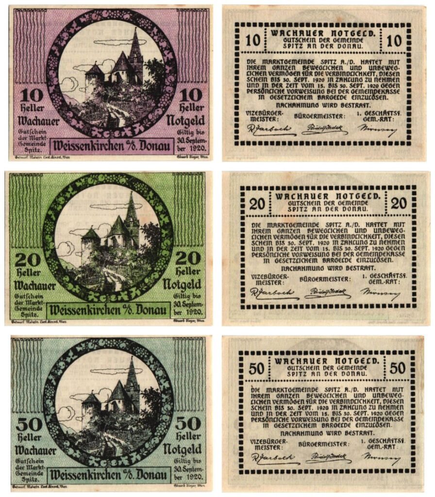 AUSTRIA Weissenkirchen 1920 local banknotes lot / Notgeld / 3 pcs.