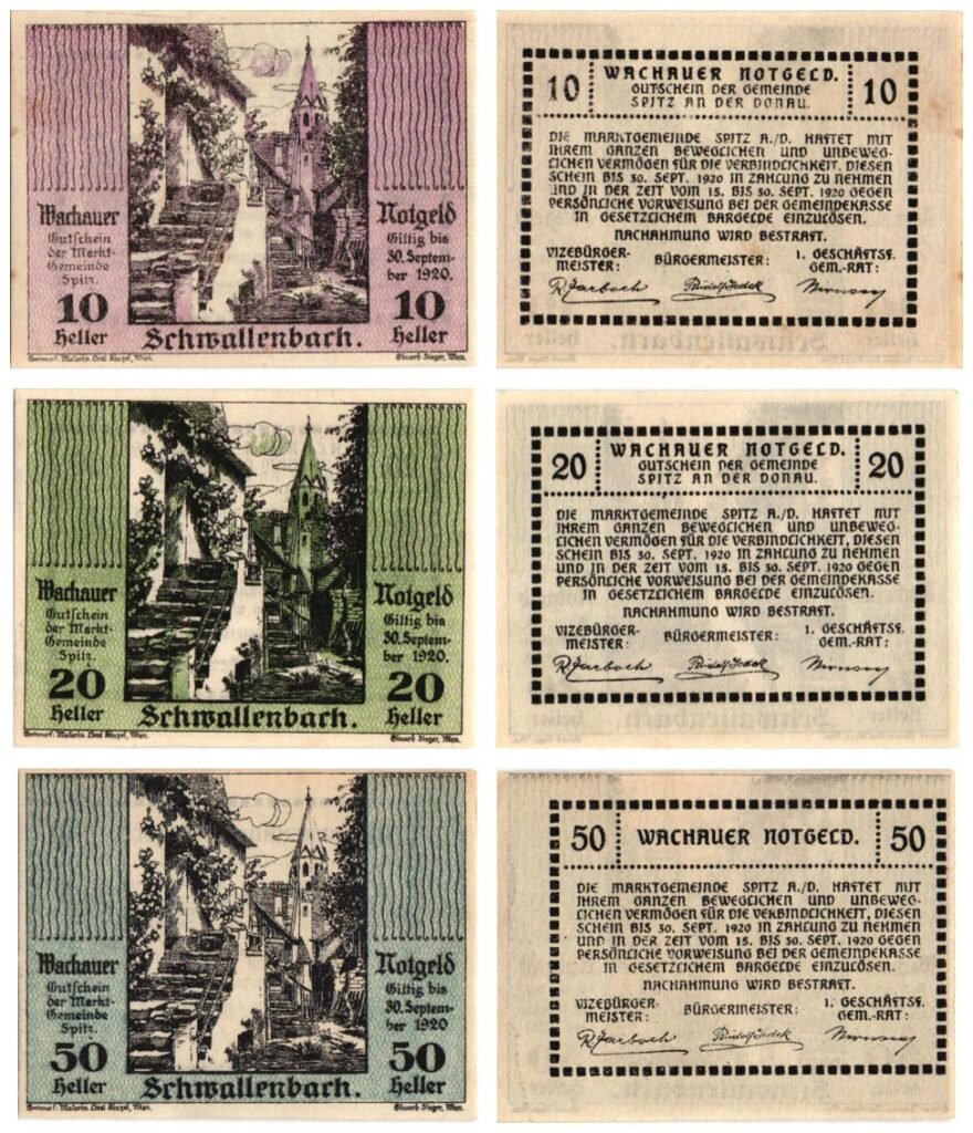 AUSTRIA Schwallenbach 1920 local banknotes lot / Notgeld / 3 pcs.