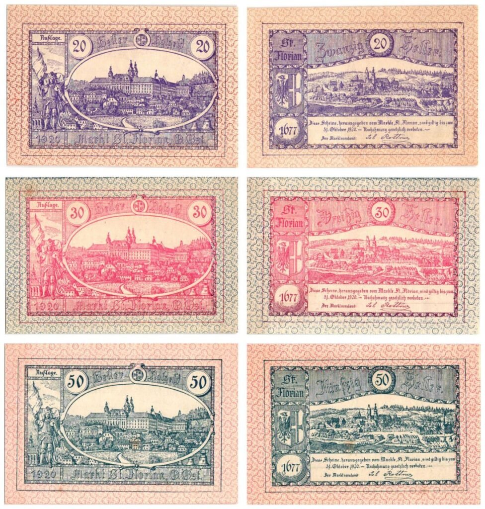 AUSTRIA St. Florian 1920 local banknotes lot / Notgeld / 3 pcs.