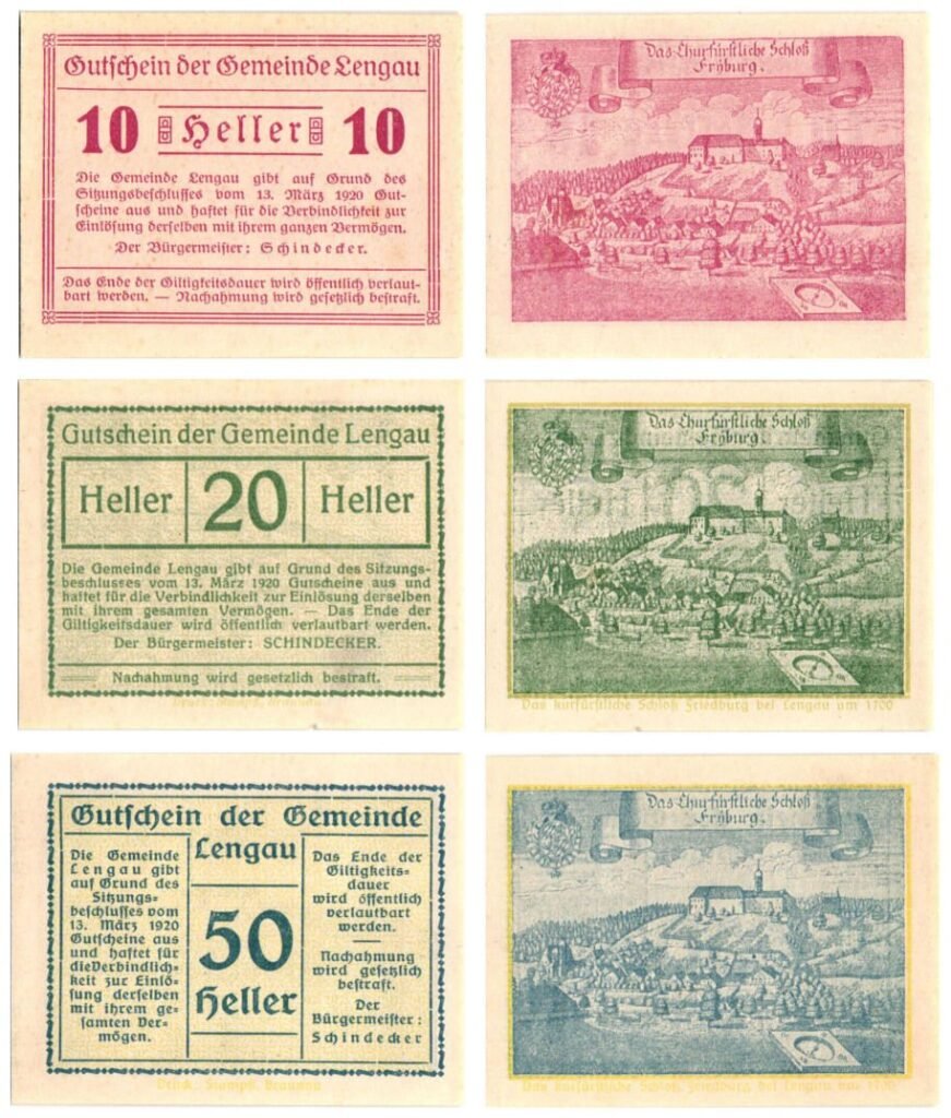 AUSTRIA Lengau 1920 local banknotes lot / Notgeld / 3 pcs.
