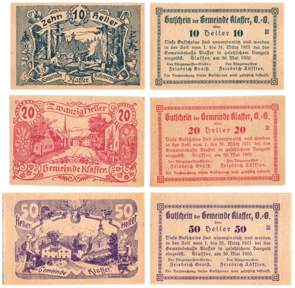 AUSTRIA Klaffer 1920 local banknotes lot / Notgeld / 3 pcs.