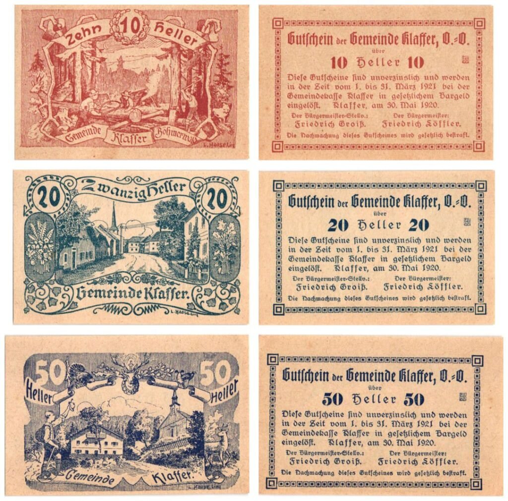 AUSTRIA Klaffer 1920 local banknotes lot / Notgeld / 3 pcs.