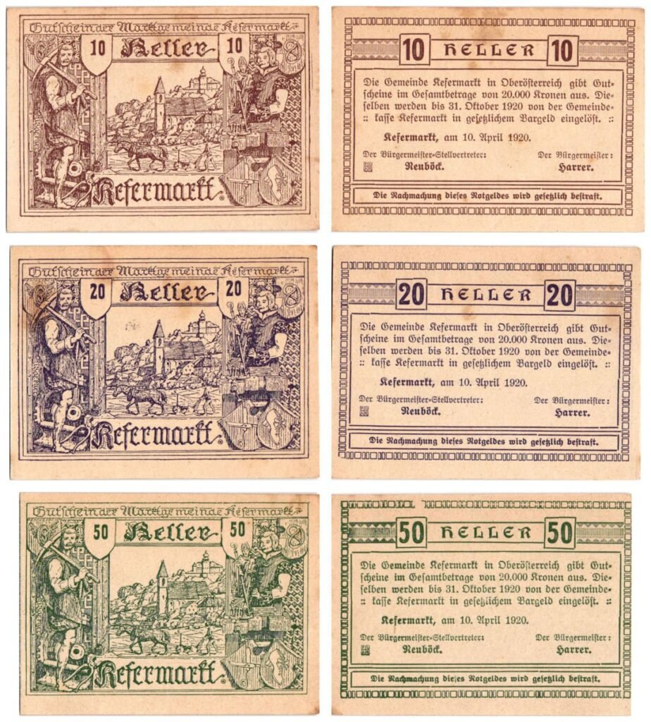 AUSTRIA Kefermarkt 1920 local banknotes lot / Notgeld / 3 pcs.