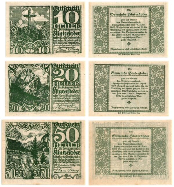 AUSTRIA Hinterstoder 1920 local banknotes lot / Notgeld / 3 pcs.