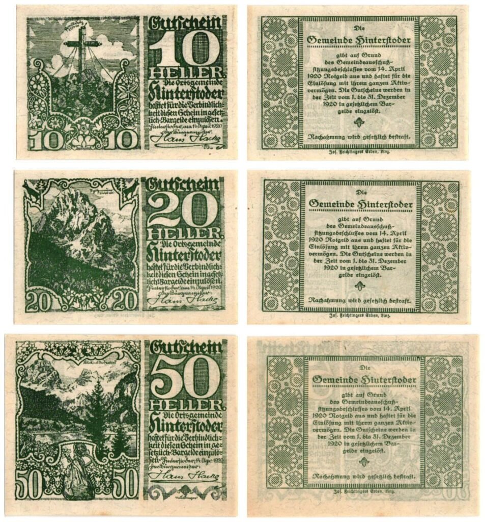 AUSTRIA Hinterstoder 1920 local banknotes lot / Notgeld / 3 pcs.