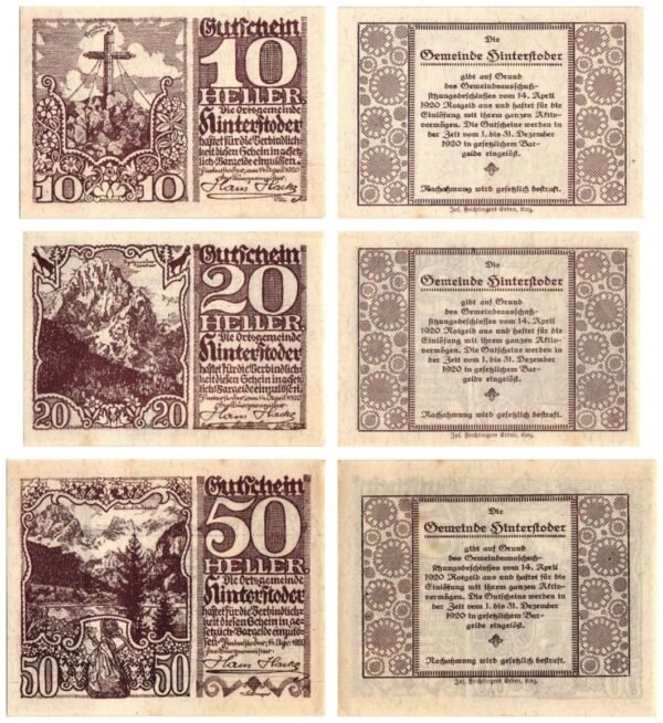 AUSTRIA Hinterstoder 1920 local banknotes lot / Notgeld / 3 pcs.