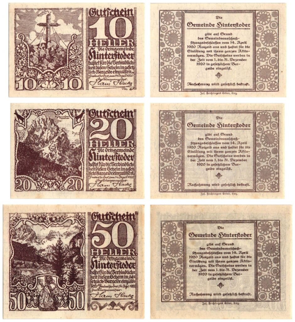 AUSTRIA Hinterstoder 1920 local banknotes lot / Notgeld / 3 pcs.