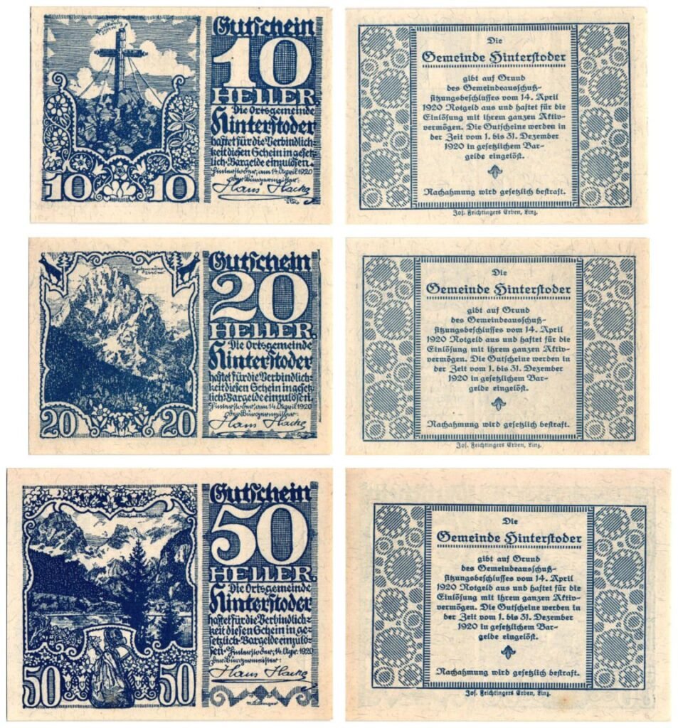 AUSTRIA Hinterstoder 1920 local banknotes lot / Notgeld / 3 pcs.