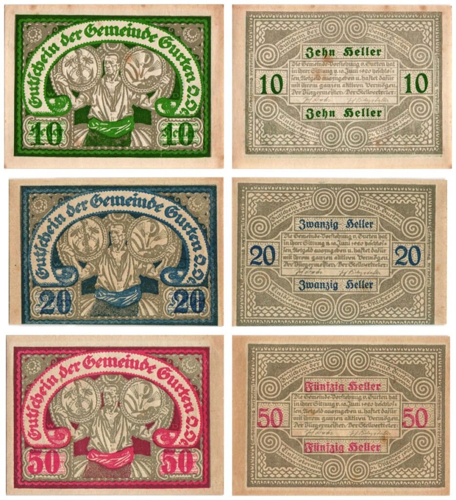 AUSTRIA Gurten 1920 local banknotes lot / Notgeld / 3 pcs.