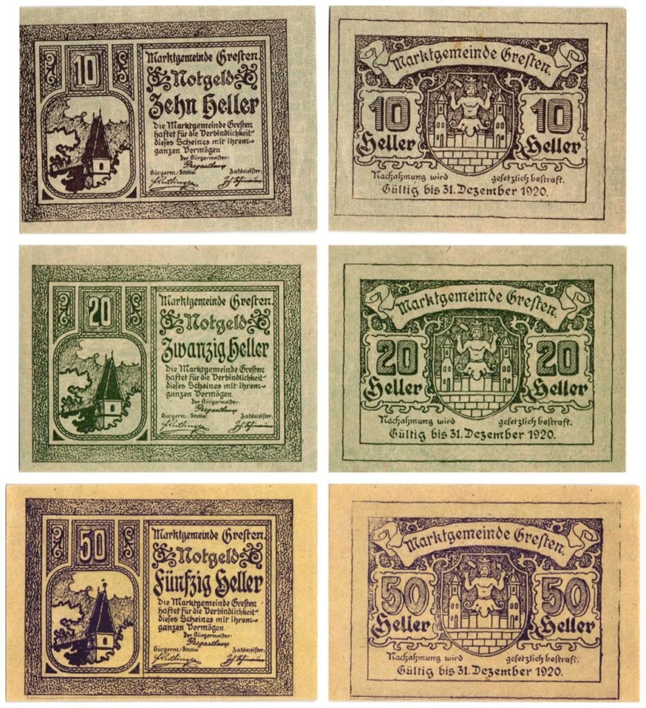 AUSTRIA Gresten 1920 local banknotes lot / Notgeld / 3 pcs.