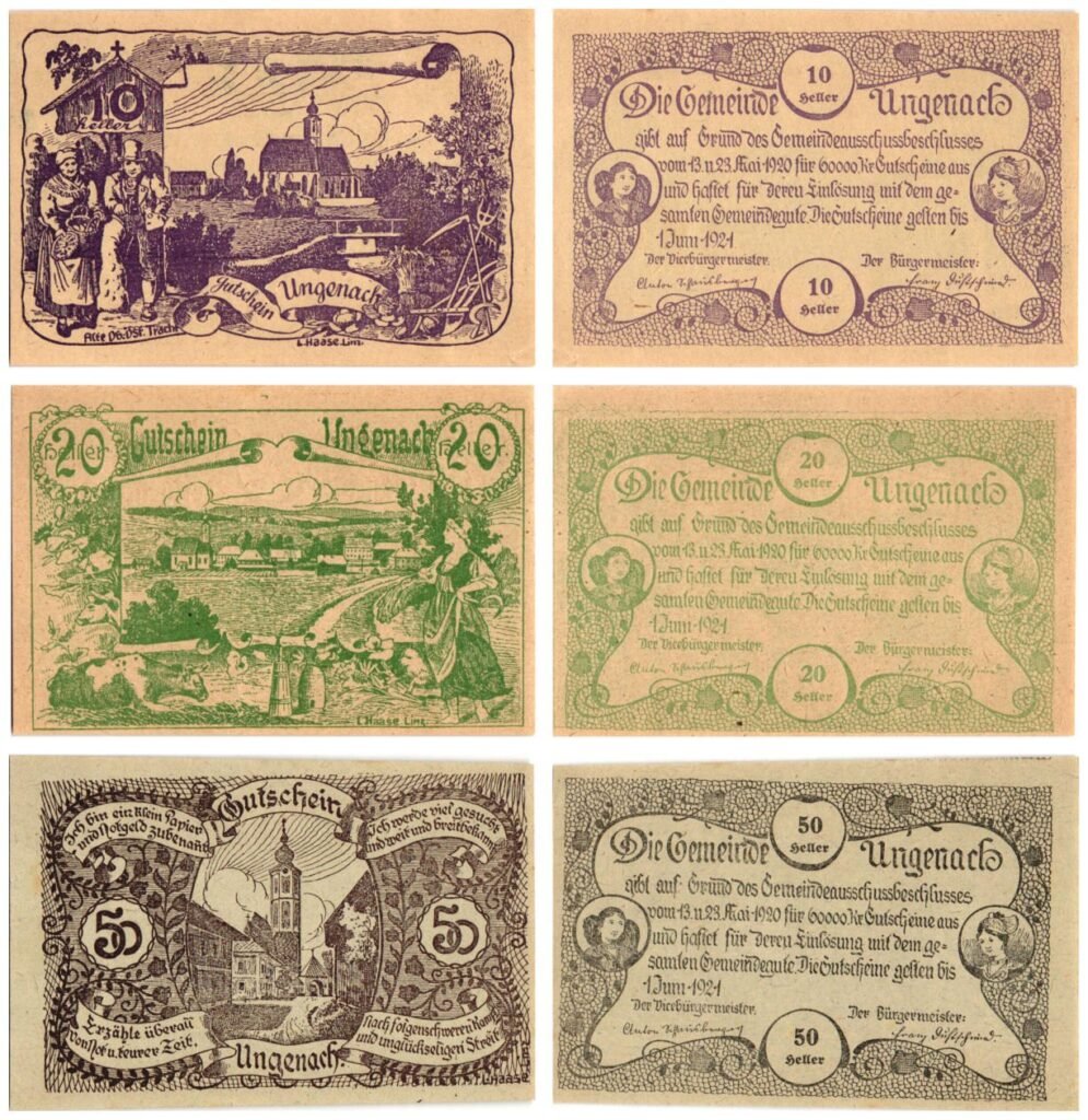 AUSTRIA Ungenach 1920 local banknotes lot / Notgeld / 3 pcs.