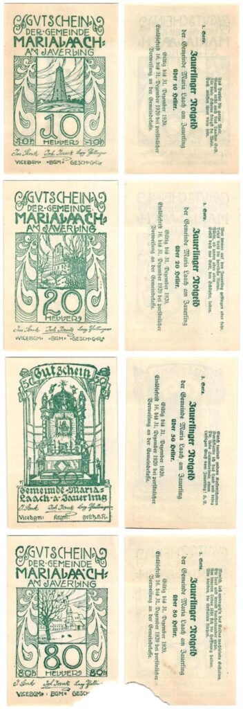 AUSTRIA Maria Laach am Jauerling 1920 local banknotes lot / Notgeld / 3 pcs.