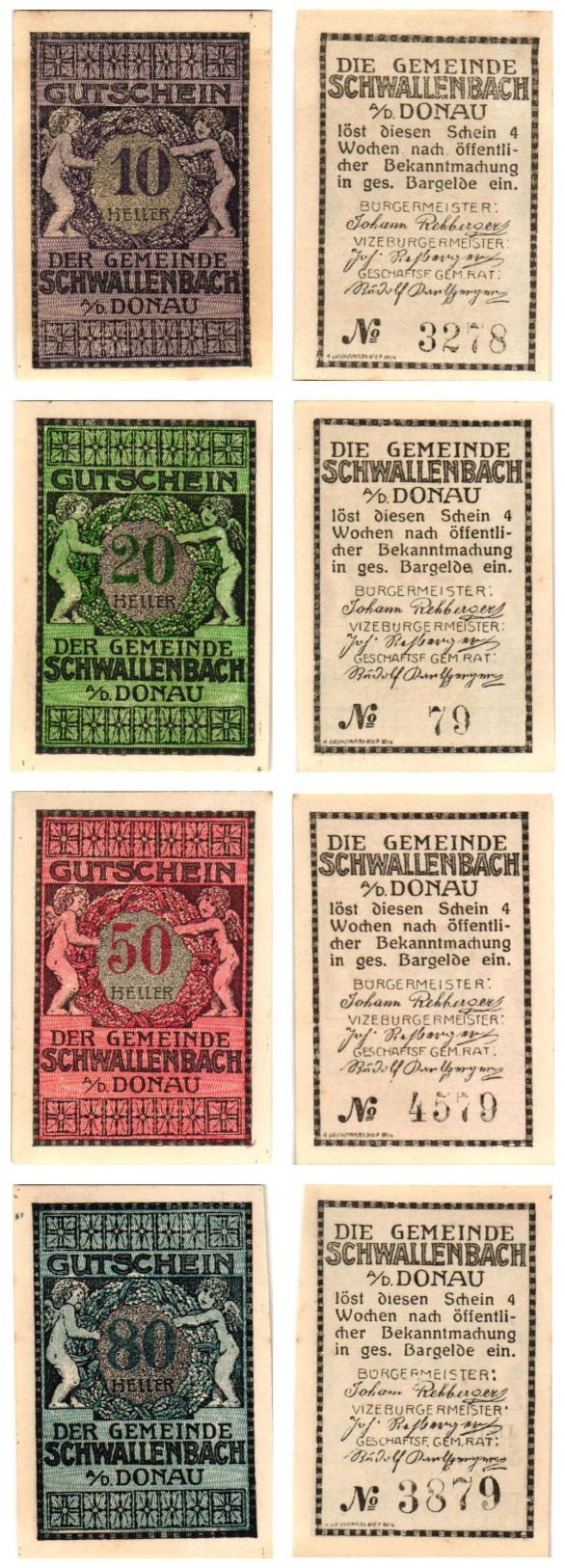 AUSTRIA Schwallenbach 1920 local banknotes lot / Notgeld / 4 pcs.
