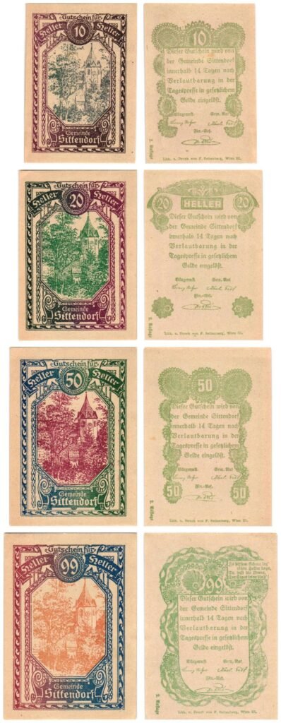 AUSTRIA Sittendorf 1920 local banknotes lot / Notgeld / 4 pcs.