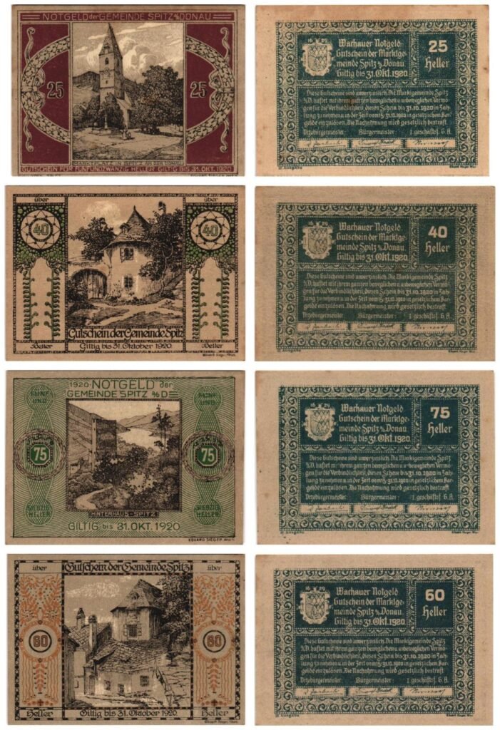 AUSTRIA Spitz 1920 local banknotes lot / Notgeld / 4 pcs.