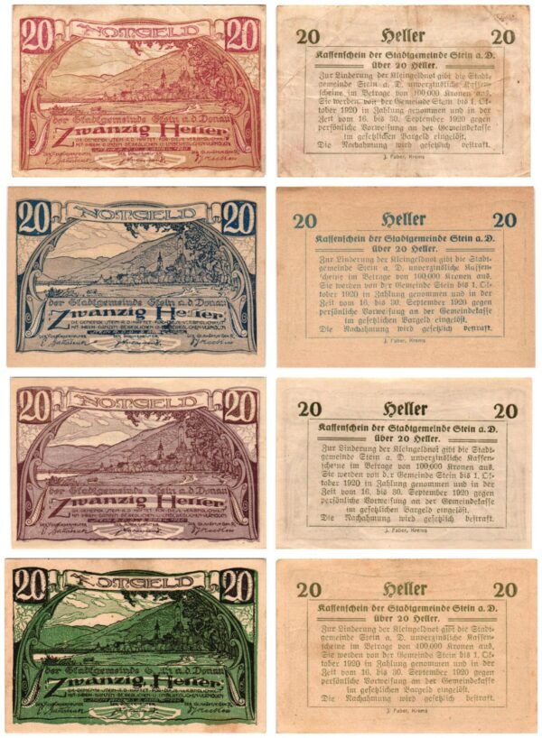 AUSTRIA Stein 1920 local banknotes lot / Notgeld / 4 pcs.
