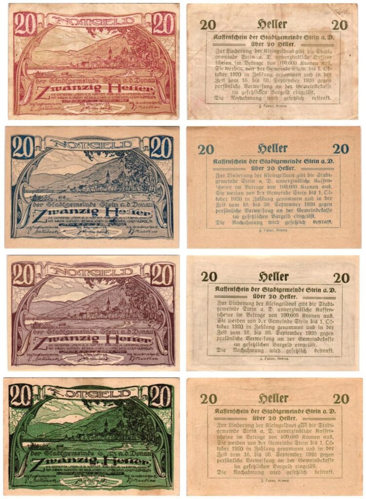 AUSTRIA Stein 1920 local banknotes lot / Notgeld / 4 pcs.